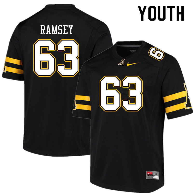 Youth #63 Jayden Ramsey Appalachian State Mountaineers College Football Jerseys Sale-Black